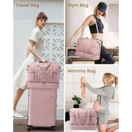 LOVEVOOK Travel Duffle Bag, Lightweight Weekender Bags for Women with Shoe Compartment, Puffer Gym Bag Personal Item Travel Bag, Quilted Carry On Overnight Bags and Hospital Bag for Labor and Delivery
