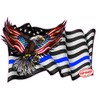 Thin Blue Line Waving American Flag Eagle Decal (18" x