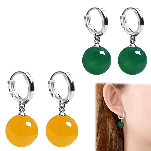 GHPKOTW 2 Paar Ohrringe aus natürlichem Achat, Damen-Ohrringe mit Edelsteinen,