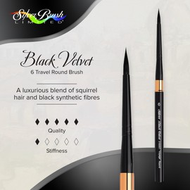 Silver Brush Limited 3100ST6 Black Velvet Voyage Travel Round Paint Brush for Watercolour, Detail and Line Brush, Size 6, Short Handle
