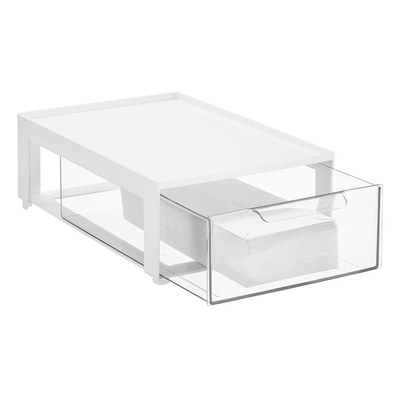 mDesign Plastic Stackable Office Storage Organizer Bin Containers with Front