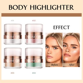 SELINE GIRL Body Glitter Powder, Face Shimmer Sparkle, Highlight Powder, Multi-Use Body Glitter for Women, Magic Glow Shimmer for Body Face Eyes Makeup #green