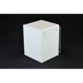 Pos Display Shop Small White Acrylic Comment Feedback Collection Box Suggestion Box with A6 Portrait Poster Holder and Leaflet Holder PDS9470A6 White