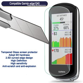 Screen Protector for Garmin Edge 1040/1040 Solar Gps (3+1pack) and Silicone Case Cover,Tempered Glass Film Anti-Scratch High Definition Full Coverage, Blue