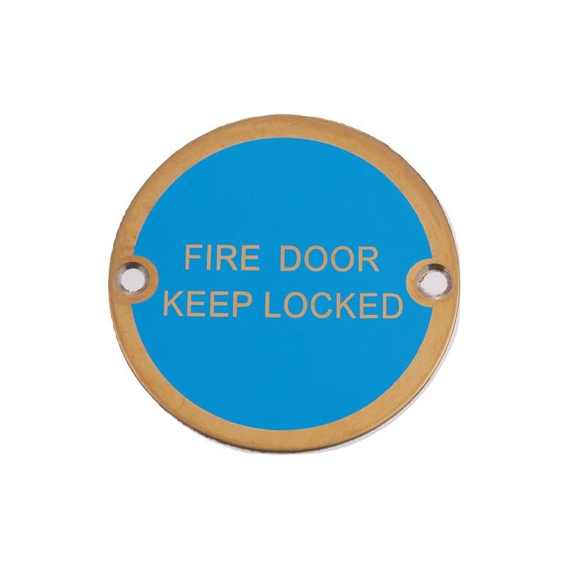 Bary Fire Door Keep Locked Sign Polished Brass