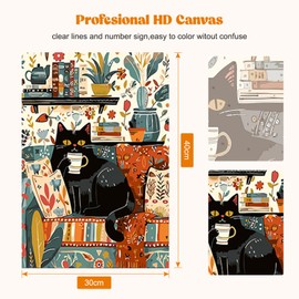 RICUVED DIY Cats Paint by Numbers Kit for Adults–Animal Paint by Numbers Oil Painting with Wooden Frame,Easy to Paint Kits with Brushes Acrylic Pigment Drawing Paintwork for Decor Gift 30x40 cm