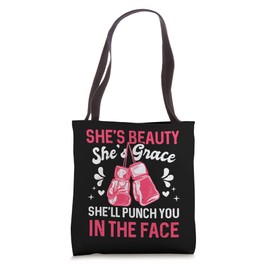 Funny Kickboxing She’s Beauty She’s Grace Boxing Chicks Tote Bag