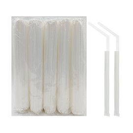FOREVERIE 500 Counts Plastic Clear Disposable Straws Individually Wrapped, Soft Thin Bendy Stretchable, Regular 0.24 Inch Diameter, 8.27 Inch Length