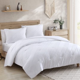 Walensee Twin Comforter Set Clipped Jacquard Stripe 100% Polyester Soft Washable Microfiber Bed Comforters with 1 Pillowsham All Season Lightweight Cozy Bedding Comforter Sets 2 Pieces 68"x90" White