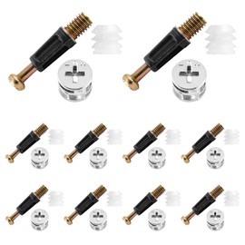 BokWin 10 Set 32mm Cam Lock Screws for Furniture,3 in 1 Cam Lock Fasteners,Cam Fitting with Dowel and Pre-Inserted Nut for Cabinet Drawer Connecting