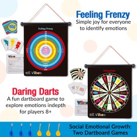 Vibes Therapy Games for Teens & Kids 6+ | 2-in-1 Feelings Dartboard Game