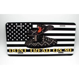 DIGIART INTERNATIONAL DON'T TREAD ON ME AMERICAN TACTICAL FLAG GADSDEN FLAG METAL CAR LICENSE PLATE