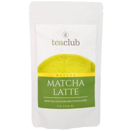 MATCHA LATTE MIX mit 20% Matcha Tee Pulver und Kokosblütenzucker 200g, Vegan Glutenfrei, Grüntee-Pulver mit Koskosblütenzucker, TeaClub