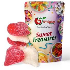 NY Spice Shop Red & White Sour Gummy Hearts - 1 Pound Heart Shaped Fruit Flavored Chewy Lovely Gummies with Sour Sugar Dust - Sour Old Fashioned Candy Variety Pack