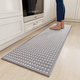 YDKGL Kitchen Runner Rugs Non Slip Washable, Super Absorbent Soft Chenille Braided Kitchen Mats for Floor, Rubber Backing Kitchen Sink Mat, Standing Mat Kitchen Floor Mat, Easy Clean, Gray 17"x59"