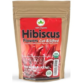 U.S. Wellness Naturals 2 Pack - Hibiscus Tea 1LB Each, 100% CERTIFIED Organic Hibiscus Flowers