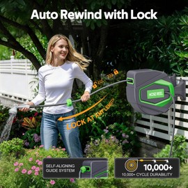 ALAIAL Retractable Garden Hose Reel, 1/2 in x 100 Ft, for Garden Watering