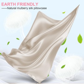 Mulberry Silk Pillow Cases King Size with Hidden Zipper, Ultra Smooth and Soft Breathable Cooling Silk Satin Pillowcase for Hair and Skin, Gifts for Women Men (Beige, 20x36 Inches, 1 Pack)