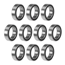 TOP-VIGOR 10Pcs 6700-2RS Deep Groove Ball Bearings, Z2 10mm x 15mm x 4mm Double Sealed Industrial Bearings, Chrome Steel Skateboard Bearings for Electrical Instrument Equipment, Black