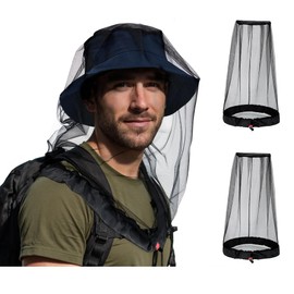 Zando 2Pack Outdoor Mosquito Head Net Mesh for Women Men Breathable Adjustable Lightweigt Insect Shield Netting High Visibility Black Mosquito Bug Face Net for Hiking Fishing Camping One Size