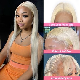Atilck 30 Inch 613 13x6 Lace Front Wig Human Hair 200 Density Blonde Wig Human Hair 613 HD Lace Frontal Wigs Human Hair Pre Plucked 613 Wig (30 Inch)