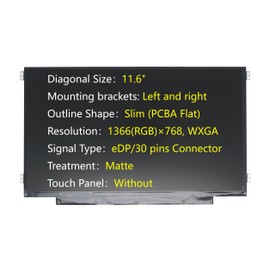 JHK JIEHONGKE New Screen 11.6",eDP,1366×768 (Left & Right Mounting Brackets) Replacement for N116BGE-EA2 B116XTN02.3 NT116WHM-N11/N21/N42 M116NWR6 R0/R3 MB116AN01 LED Display (M116NWR6 R0/R3)
