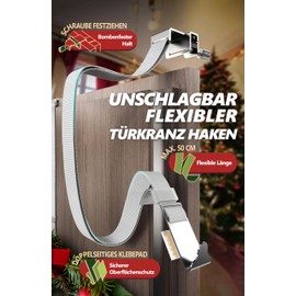 4smile Door Wreath Hook, Stainless Steel Door Hook, Outer Door and Inner Door, Sturdy Door Wreath Holder for Front Door, Outdoor, Flexible Adjustable Door Wreath Attachment, Door Hook for Wreath,