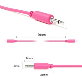 ExcelValley - 5-Pack - Mono Modular Patch Cables - TS 3.5mm 1/8" Eurorack Synthesizer [Pink | 30 cm - 11.81"]