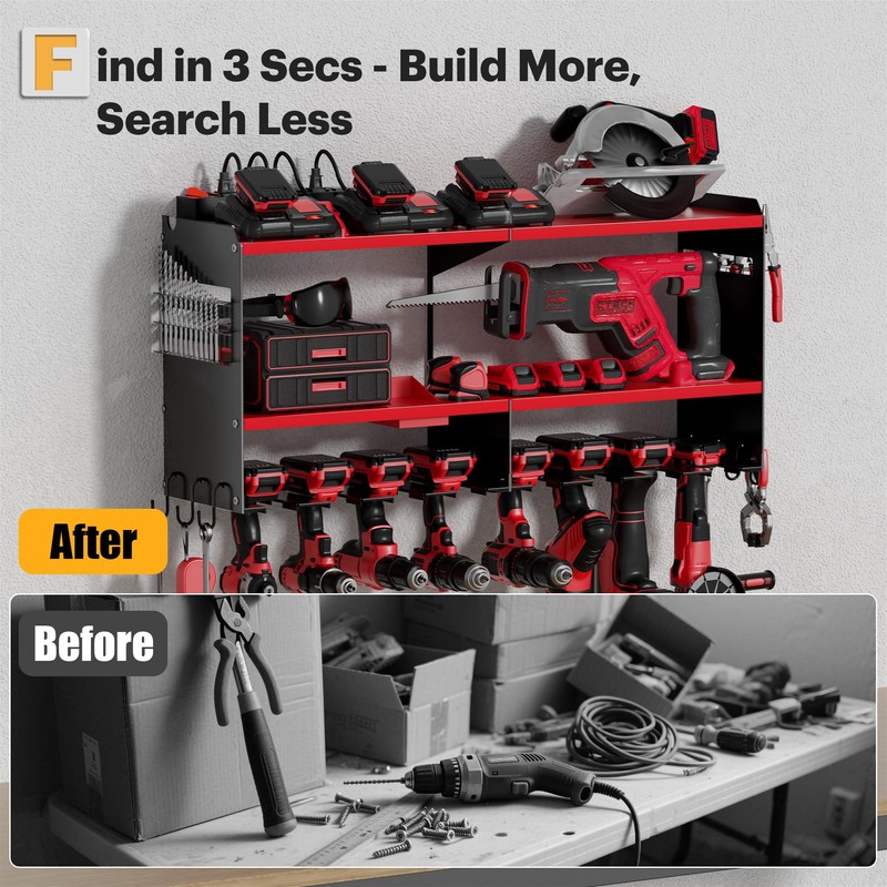 Spampur Power Tool Organizer Wall Mount with Charging Station, 15