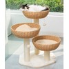 SHENGOCASE Cat Tree Tower with Rattan Wicker Basket, 3 Handwoven