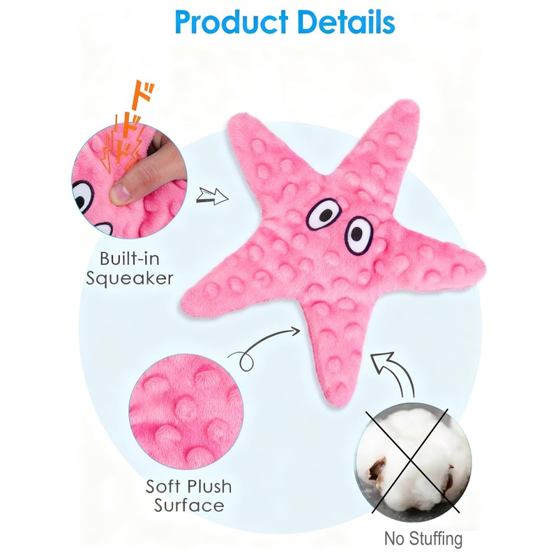 Artinova Dog Squeaky Crinkle Stuffless Chew Toy Easy Puzzle Cute