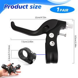 Qaum Bicycle Brake Levers Handle, 2 Pcs Cycling Brake Lever(22mm Diameter), Mountain Bike Spare Parts Accessories Brakes Parts Aluminium Alloy Universal BMX Brake Grips Bike Brake Lever (Black)