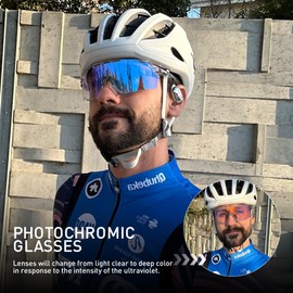 KAPVOE Photochromic Cycling Glasses Men Women Clear Mountain Bike Sunglasses MTB Bicycle Riding Sports Triathlon Running