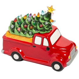 Fun Express Vintage Truck with LED Christmas Tree Cookie Jar