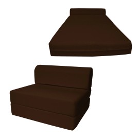 Danfuton Brown 6 x 36 x 70 Twin Sleeper Chair Folding Foam Bed, Foam Density 1.8 lbs