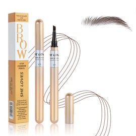 lpiz de Cejas de precisin de 4 Cabezales, Microcuchillas 3D Resistente al Agua, Larga duracin, Natural, Resistente al Agua y sin Manchas (01 Marrn... 