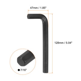sourcing map 2pcs Hex Key Wrench 7/16" L-Shape Hexagon SAE Wrenches Chrome Vanadium Steel Repairing Tool for Home Repair, Black