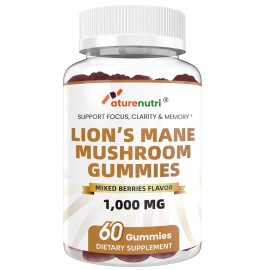 Naturenutri Lion's Mane Mushroom Gummies 1000mg - for Cognitive Support & Focus Boost