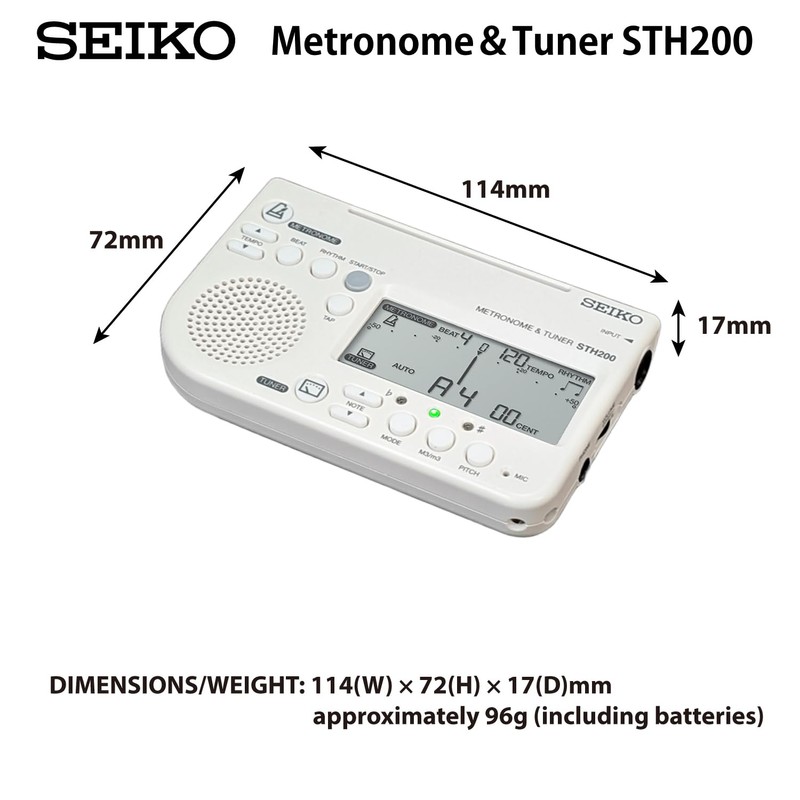 Seiko STH200WHSP Metronome & Tuner White Pickup Microphone Set of