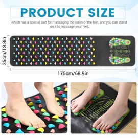 Fußdruckpunktmatte, Fußmatte Druckpunkte, 2-in-1-Fußmassage-Pad, zerlegbare Akupressurmatten, Akupressur-Werkzeug zur Entspannung (170 x 34 cm)