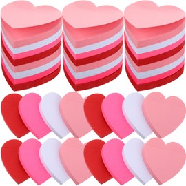 Kosiz 4800 Sheets/ 48 Pads Valentine's Day Heart Shaped Sticky Note Bulk 3 x 3 Inch Red Pink White Hot Pink Self Sticky Pad Love Memo Pads Easy to Post for Office Desk Paper Supplies