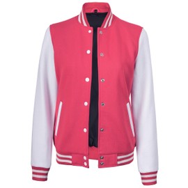 Decrum Letterman Jacket - Pink Varsity Jacket For Woman [40118171] | White, XS