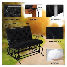 YXMKJOS Swing Cushion Replacement Outdoor Porch Swing Cushions Waterproof Swing Cushions 2-3 Seater Replacement Washable Swing Replacement Cushions, for Outdoor Patio Porch Swing Cushions