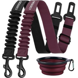 COOYOO - Cinturón de seguridad para perro, juego de 3 piezas, retráctil, cinturón de seguridad ajustable para mascotas, cinturón de seguridad de nailo