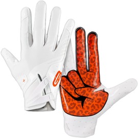 Grip Boost Peace Stealth 6.0 Boost Plus Football Gloves - Adult Sizes (White/Orange, X-Large)