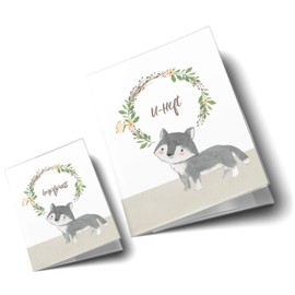 U-Heft Covers Set of 3 Cute Forest Examination Book Cover and Vaccination Certificate Cover Beautiful Gift Idea (Examination Book Set 3 Pieces, Wolf)