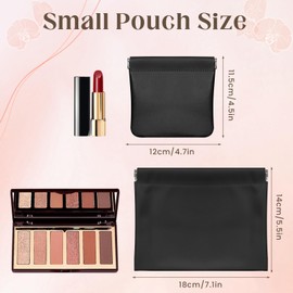 ISKYBOB 4PCS Small Makeup Bag for Purse, Waterproof Lambskin Pocket Cosmetic Bag for Women Squeeze Top Coin Purse Snap Closure Onavee Organizer Pouch Mini Self-Closing Leather Pouchic for Travel