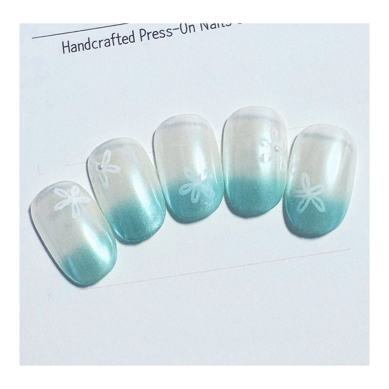 [Ar] Mint pearl handmade nail tip drawing nail art specialist