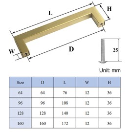 Drenky Cabinet Handles, Gold, Pack of 2 Furniture Handles, 160 mm Hole Spacing, Kitchen Handles, Gold Drawer Handles, Gold Stainless Steel with Screws for Drawer, Cabinet, Furniture and Kitchen