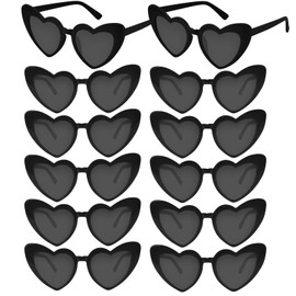 NACHLYNN 4/12/24 Pairs Heart Shaped Sunglasses Bachelorette Sunglasses Love Vintage Heart Glasses for Women Party Weddings (12, Black)